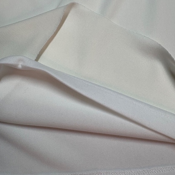 ZARA White Polyester Crepe Fully Lined Mini Dress Layered Look Wide Straps Sz L - Picture 9 of 10